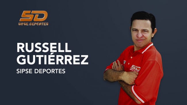 Russell Gutiérrez con logo de sipse deportes Russell Gutiérrez