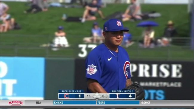 Manuel Bolón Rodriguez del 270220 2o juego con Cachorros vs. Rangers que ganaron 131 en Surprise, Arizona