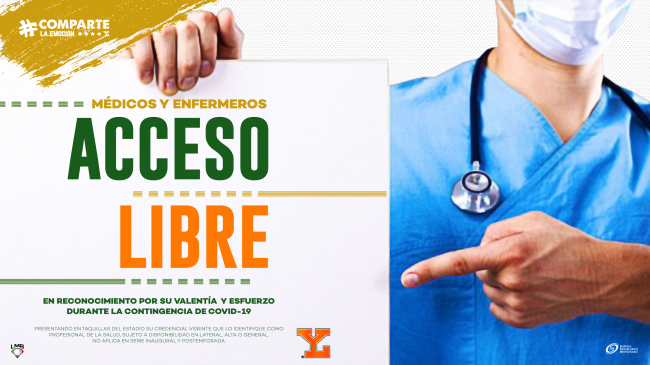 Anuncio Leones de Yucatán gratuidad a médicos y enfermeras por coronavirus
