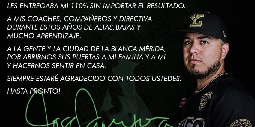 José Samayoa postal de despedida de los Leones de Yucatán