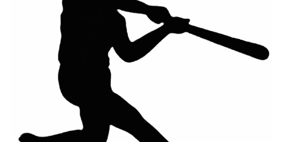 silueta de béisboista blanco y negro