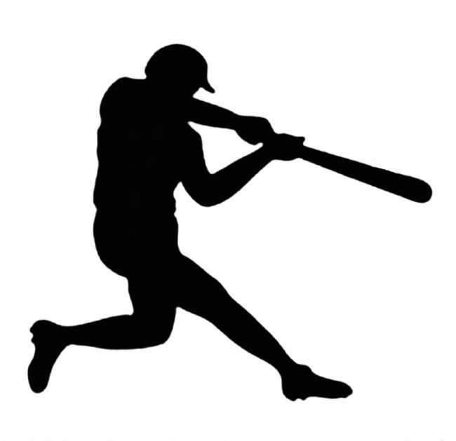 silueta de béisboista blanco y negro