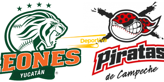 fotocomposición logotipos Leones de Yucatán y Piratas de Campeche con marca de agua