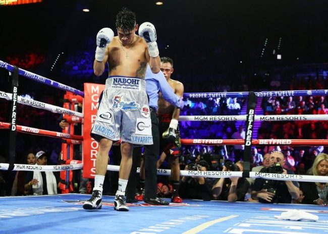 Emmanuel Vaquero Navarrete vs. Jeo Santísima 5a defensa campeonato mundial súpergallo de la OMB gkot 11 21 del 220220 en MGM de Las Vegas