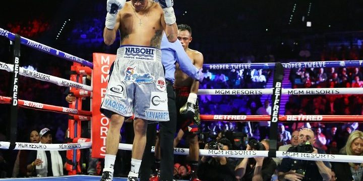 Emmanuel Vaquero Navarrete vs. Jeo Santísima 5a defensa campeonato mundial súpergallo de la OMB gkot 11 21 del 220220 en MGM de Las Vegas