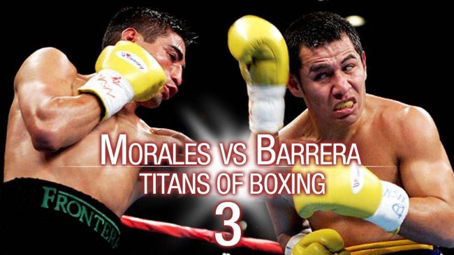 fotocomposición Marco Antonio Barrera vs, Erik Morales, sacada de youtube Marco Antonio Barrera vs. Erik "Terrible" Morales en uno de sus tres combates
