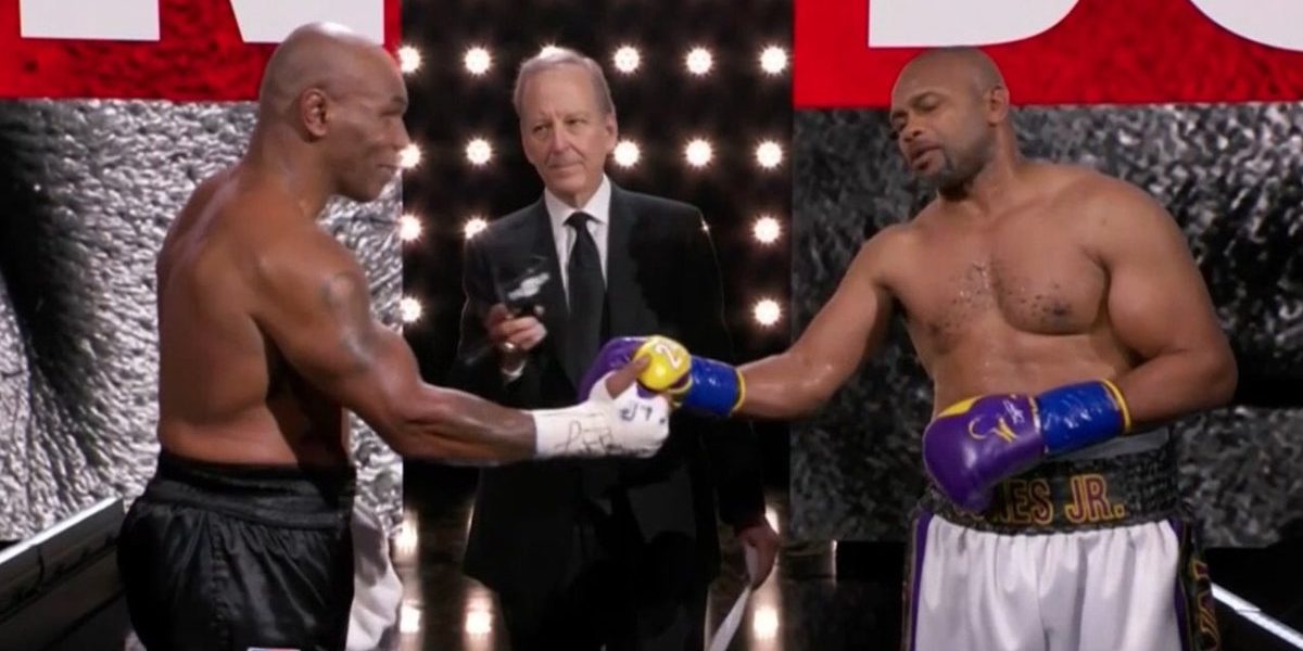Mike Tyson vs, Roy Jones empatan a ocho rounds exhibición del 281120 en Los Ángeles