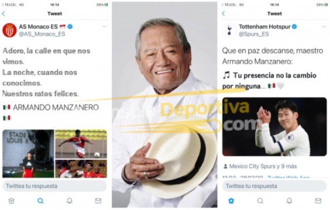 Armando Manzanero fotocomposición con esquelas del As de Mónaco y del Tottenham Hotspur