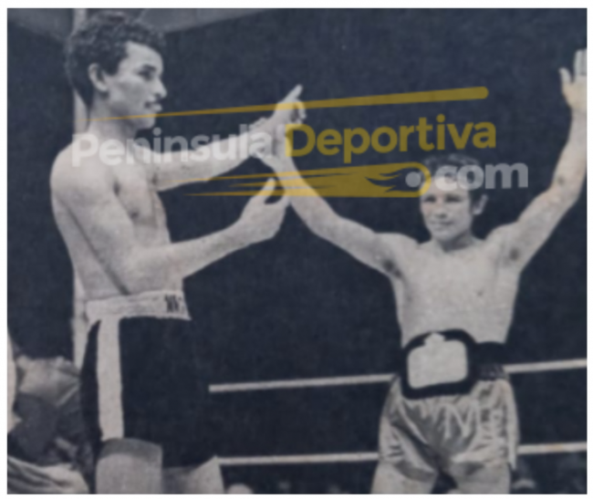 Miguel Canto vencedor de Ignacio Nacho Espinal gdu15 retuvo por 3a vez el campeonato mundial minimosca del CMB del 131275 parque Carta Clara, en Mérida con marca de agua