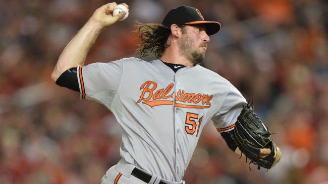 Logan Ondrusek con uniforme de los Orioles