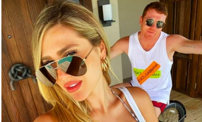 Saúl Canelo Álvarez, con su novia, Fernanda Gómez, en Miami días previos a su pelea con Avni Yildirim Fernanda Gómez