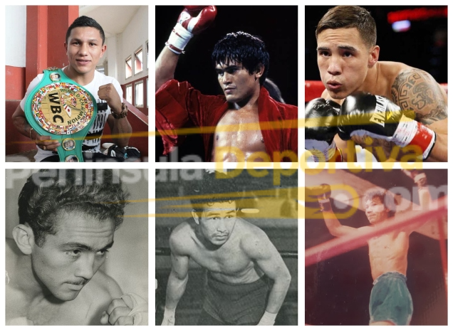 fotocomposición miguel berchelt, óscar valdez, Ricardo Leoncito Peralta, Tony Mar, José Luis Ramírez, Julio César Jiménez