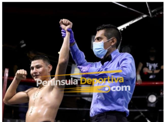 Zaíd Colorado Rejón vencedor de Jesús Tímido Acosta del 260321 en Sipse, debut a seis rounds con réferi José Matos con marca de agua