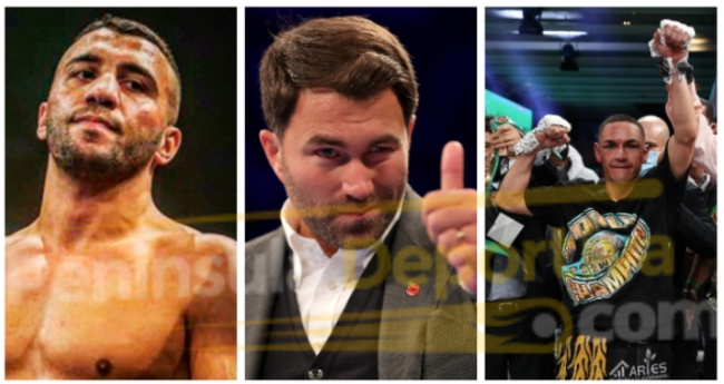 fotocomposición Juan Francisco Gallo Estrada con Eddie Hearn y Avni Yildirim