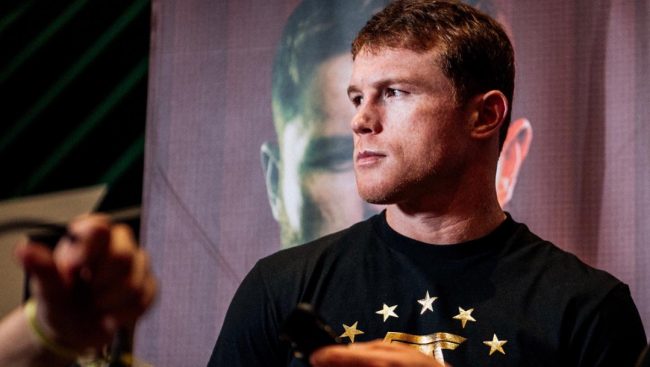 Saúl Canelo Álvarez de tres cuartos, buena foto