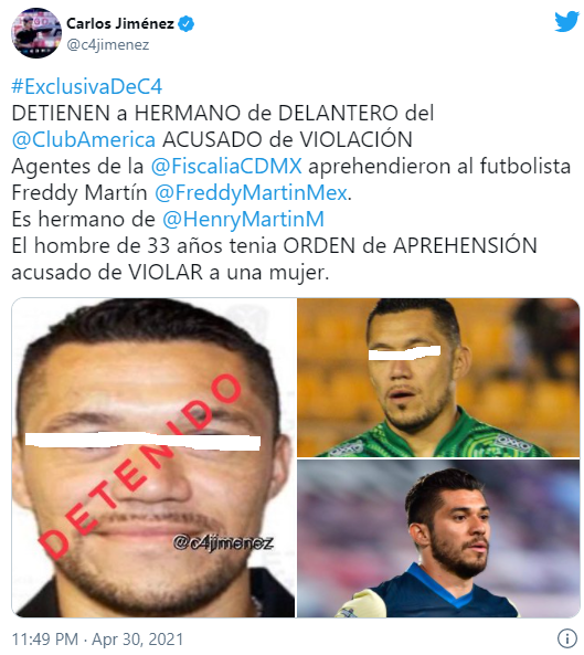 Freddy Martín, ficha de acusación de violación del 300421 en CDMX con carita tapada Freddy Martín