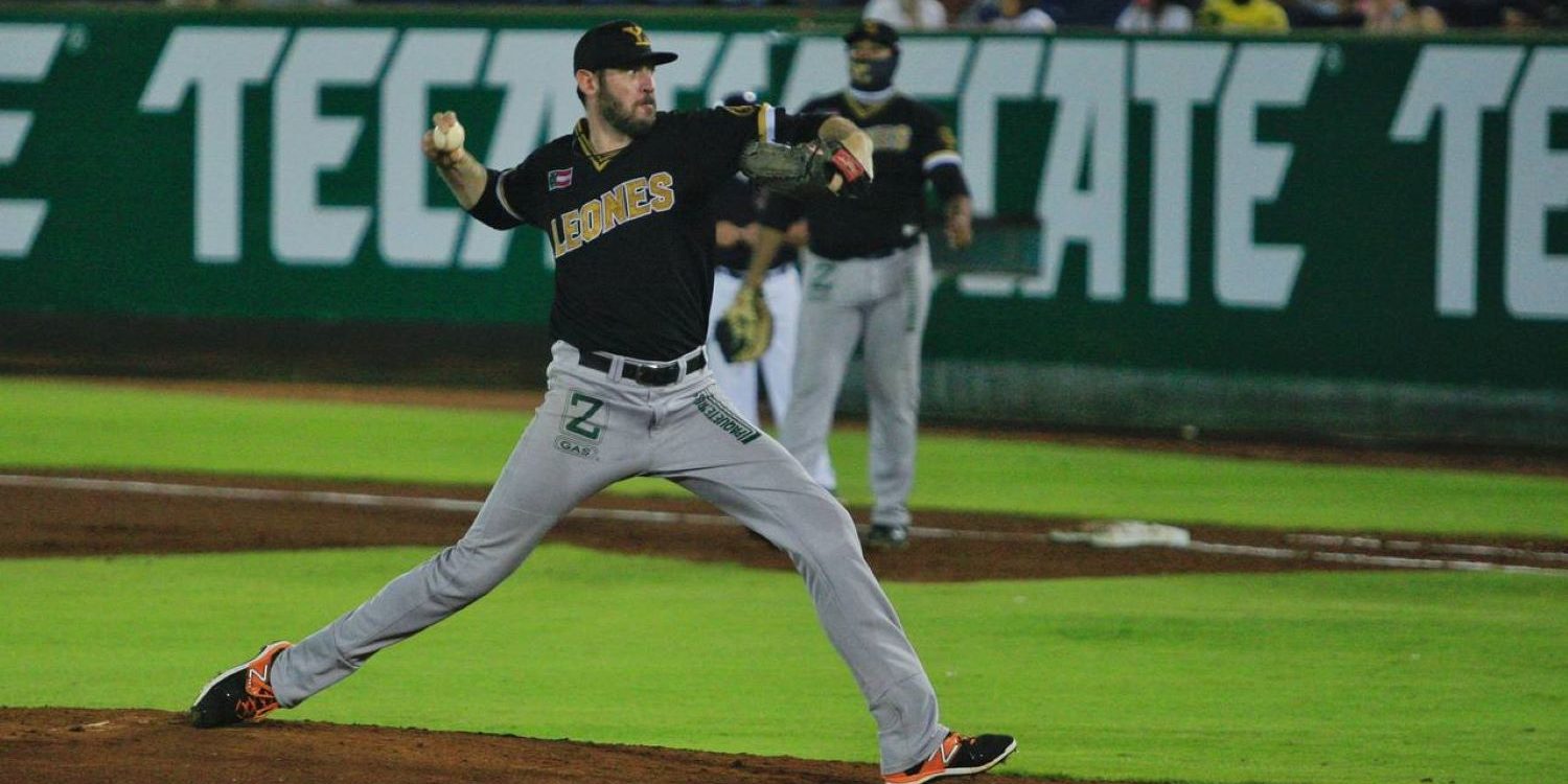 Leones de Yucatán vs. Tigres de Quintana Roo 6o juego pretemporada 7×3 del 060521 en Cancún, Logan Ondrusek, pítcher ganador Logan Ondrusek