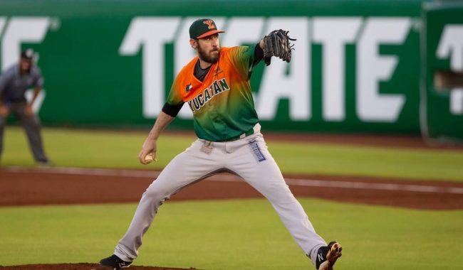 Leones de Yucatán vs. Tigres de Quintana Roo juegos 14 y 16, respectivamente, 1o de la serie, 7×1 del 080621 en Cancún, Logan Ondrusek, abridor y ganador Logan Ondrusek