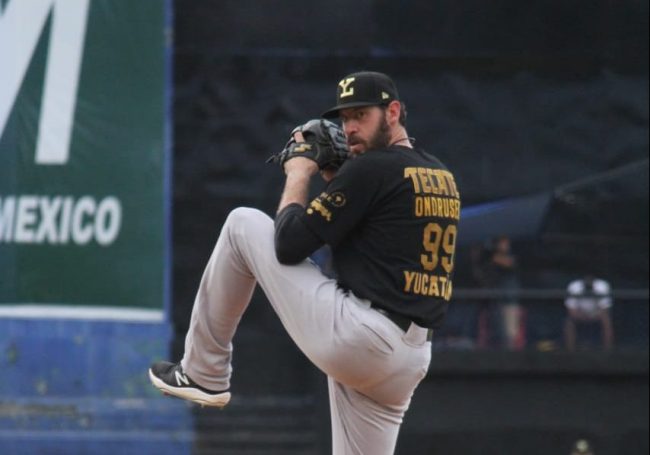 Leones de Yucatán vs. Olmecas de Tabasco, juego 51, 2o de la serie, serie empatada, 7×1 del 210721 en Villahermosa, Logan Ondrusek, abridor y ganador, se puso 4-2