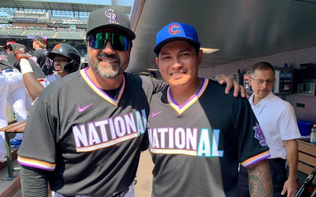 Manuel “Bolón” Rodríguez con Vinicio Castilla, juego de futuras estrellas de las Grandes Ligas, del 110721 en Dénver "Bolón" Rodríguez