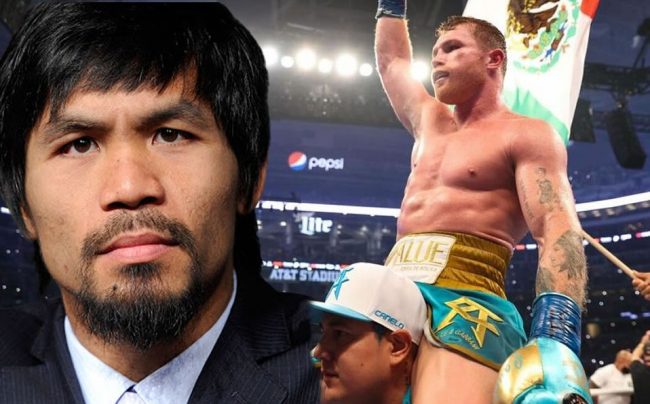 Manny Pacquiao con Saúl Canelo Álvarez fotocomposición