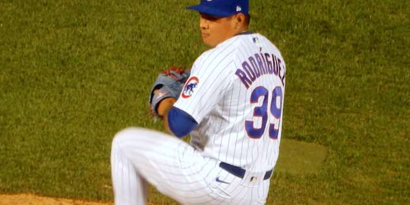 Manuel Bolón Rodríguez, 5 salida en las Mayores, vs. Medias Blancas de Chicago, en la 7a entrada, ganaron los Medias 9×3, salió sin decisión, del 080821 en Wrigley Field