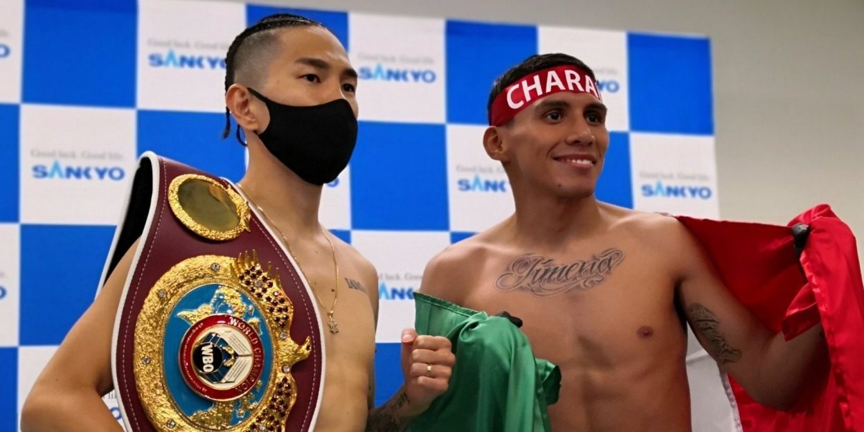 Francisco Chihuas Rodríguez pesaje vs. Kazuto Ioka por el campeonato mundial súpermosca de la OMB, del 310821 en Tokio