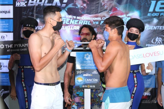 Jonathan Galleta Gil pesaje vs. Javid Ramírez del 151021 en Cancún, con José Alberto Pepe Gómez Álvarez