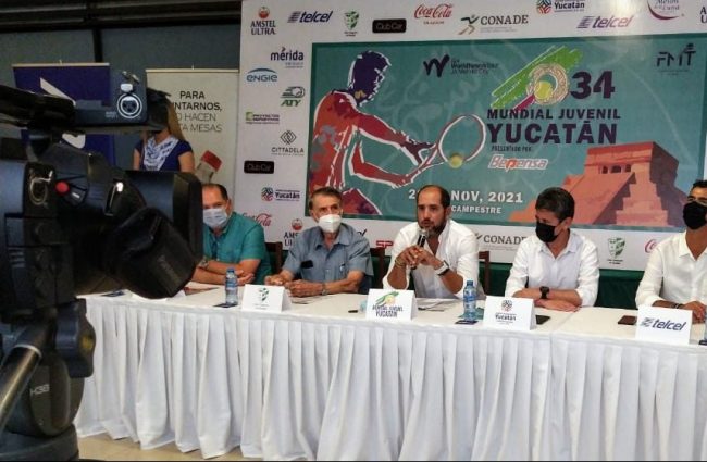 copa mundial yucatán o mundial juvenil yucatán de tenis, edición 34, presentación del 121021 en Club Cam,pestre con Arturo Millet Molina, Jorge Haro Giffenig, Carlos Sáenz Castillo