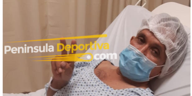 César Platanito Arjona previo a operación por hernia del 221021 en Hospital de Alta Especialidad con marca de agua