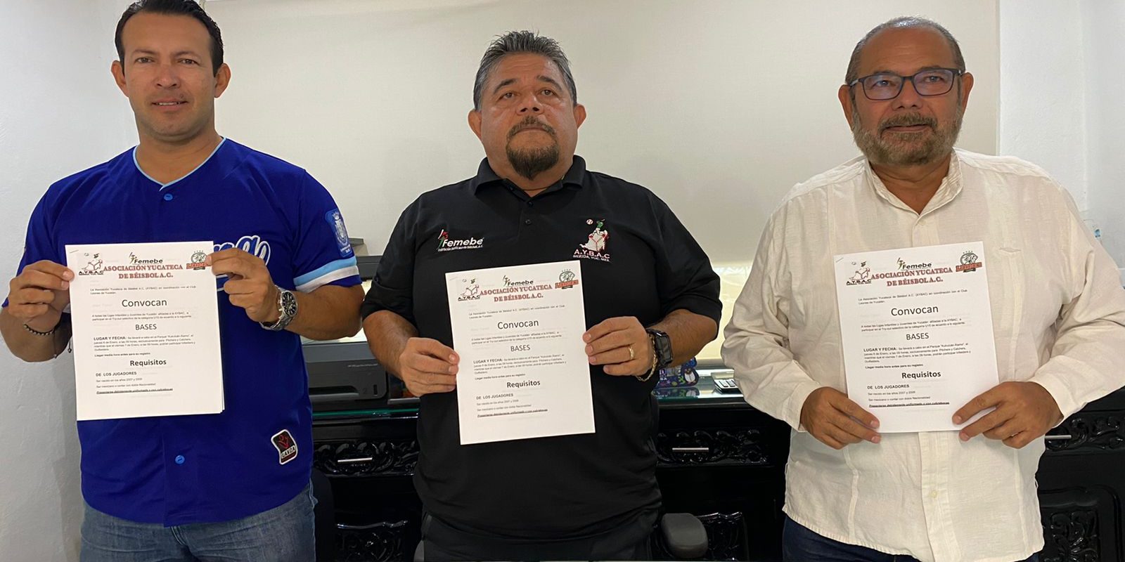 Armando Manzanilla, José Caballero y Juan Méndez presentaciómn try out para realizarse en el parque Kukulcán, del 291221