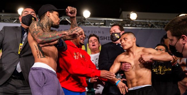 Gervonta Davis pesaje vs. Isaa Pitbull Cruz del 041221 en Los Ángeles