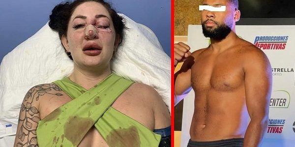 Peter Nowaczek con mujer agredida con ojos tapados