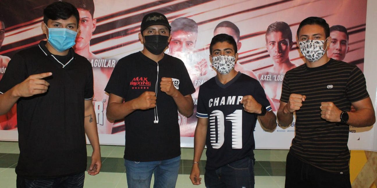 Néstor Profesorcito López con Francisco Pulga Araujo y Zaíd Colorado Rejón, conferencia de prensa del 110122 para función del 290122 en Centro de Convenciones SIglo XXI