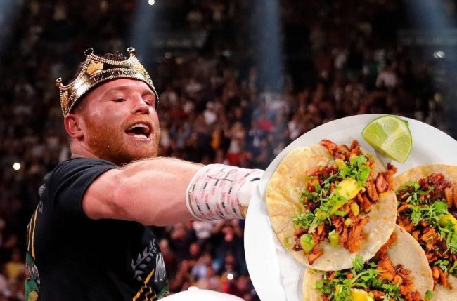 Saúl Canelo Álvarez con tacos