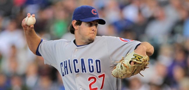 casey coleman contratado por los Leones de Yucatán del 250222 con uniforme de los Cachorros de Chicago