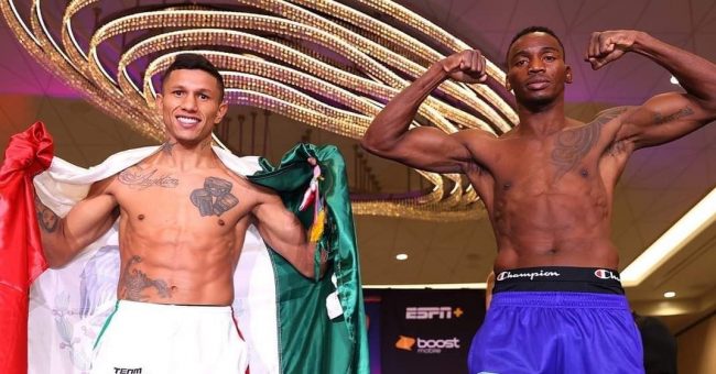 Miguel Berchelt pesaje vs. Jeremia Nakathila del 250322 en Las Vegas