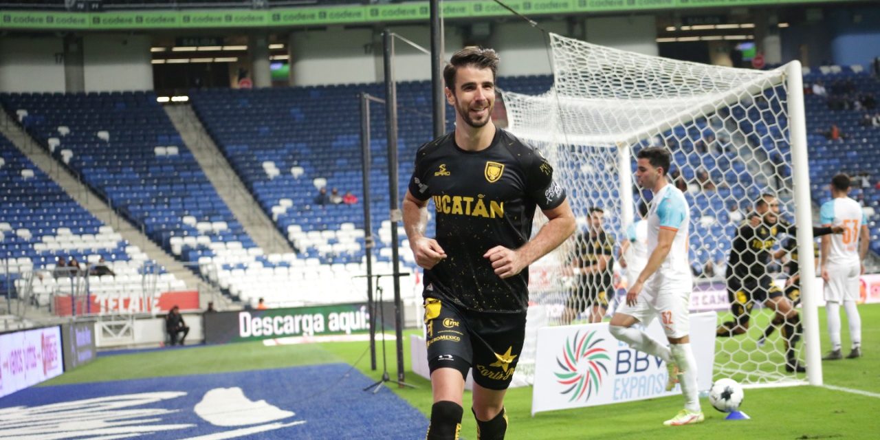 Rayados de Monterrey empatan con los Venados de Yucatán 3-3 fecha 10 torneo de clausura liga de expansión, del 020322 en Monterrey, Rodrigo Noya anotando