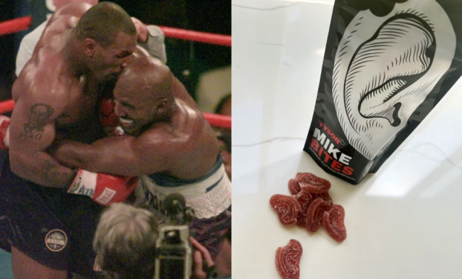 mike tyson fotocomposición gomitas de mota con evander holifield