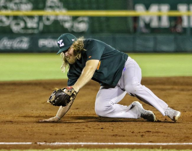 Piratas de Campeche vs. Leones de Yucatán, penúltimo juego pretemporada melenudo, 5×0 1 del 190422 en Mérida, Taylor Motter