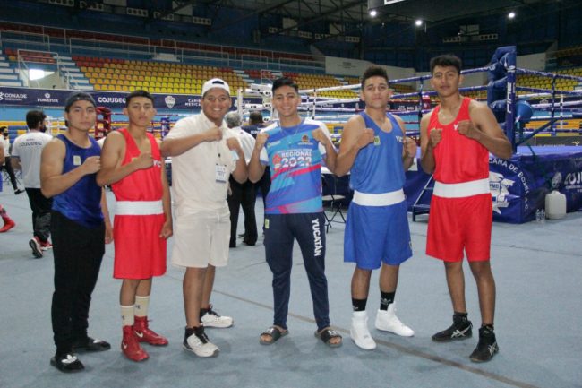 Zurdo Garrido, Brian Cen, Iván Díaz Uribe, Guillermo Keb, Jhohan Aguilar y Eduardo Herrera pasaron al nacional de boxeo, foto del 090422 en Cancún