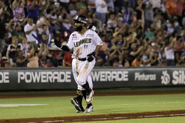 Leones de Yucatán vs. Piratas de Campeche juego 13 para ambos, 1o de la serie, 5×1 del 060522 en Mérida, Bryan Goodwin debut con jonrón de 2 carreras en la 7a