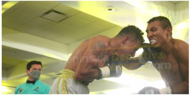 Luis Kiko Guzmán vs. Javier Caballito Nic gdm 10 por el campeonato nacional de peso gallo del 280522 en Villahermosa con réfere Rafael Chamaco Briceño con marca de agua