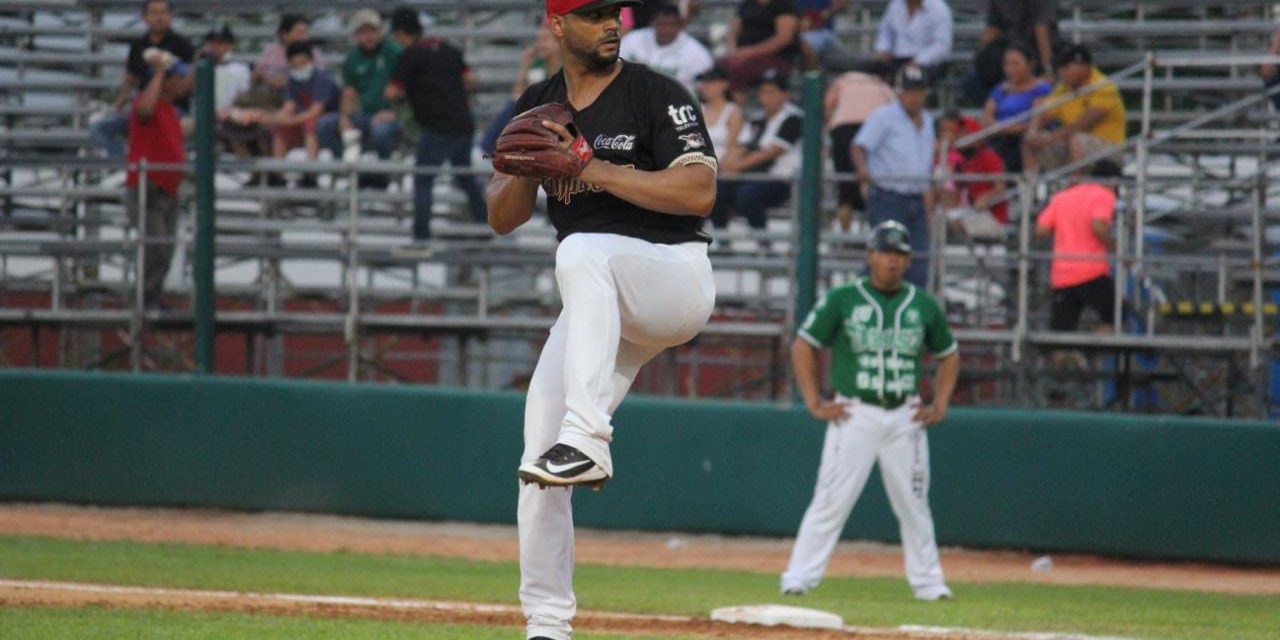 Piratas de Campeche vs. Olmecas de Tabasco juego 20 para los Piratas, 2o de la serie, serie empatada, 7×1 del 140522 en Macuspana, Elián Leyva, abridor y ganador 1-3