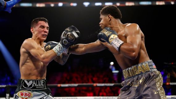 Shakur Stevenson vs. Óscar Valdez gdu-12 retuvo título mundial súperpluma OMB y ganó CMB del 300422 en Las Vegas