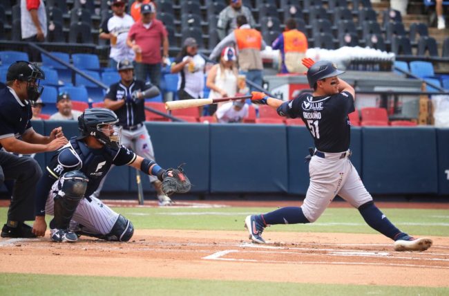 Tigres de Quintana Roo vs. Sultanes de Monterrey, juego 33, 3o de la serie, serie para los Tigres, 7×5, 2 del 290522 en Monterrey, Manuel Orduño