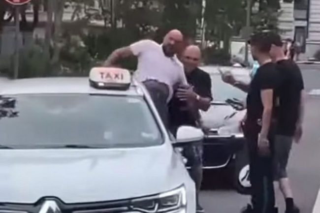 Tyson Fury pateando taxi borracho en Cannes del 180522