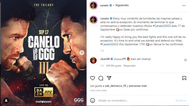 cartel pelea Saúl Canelo Álvarez vs. Gennady Golovkin III del 170922