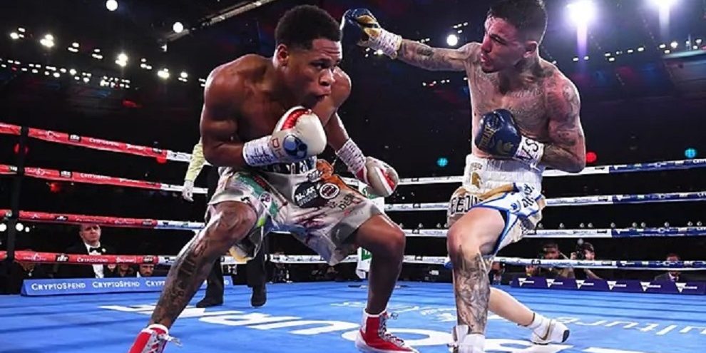 Devin Haney vs. George Kambosos gdu 12 retuvo cetro mundial ligero CMB, ganó el de la OMB, FIB, AMB, 1 del 050622 en Melbourne y se volvió campeón unificado