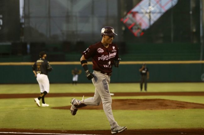 Algodoneros del Unión Laguna vs. Leones de Yucatán, juego 67, 1o de la serie, 5×3, del 120722 en Mérida, Nick Torres, 8o jonrón, solitario, 1er inning